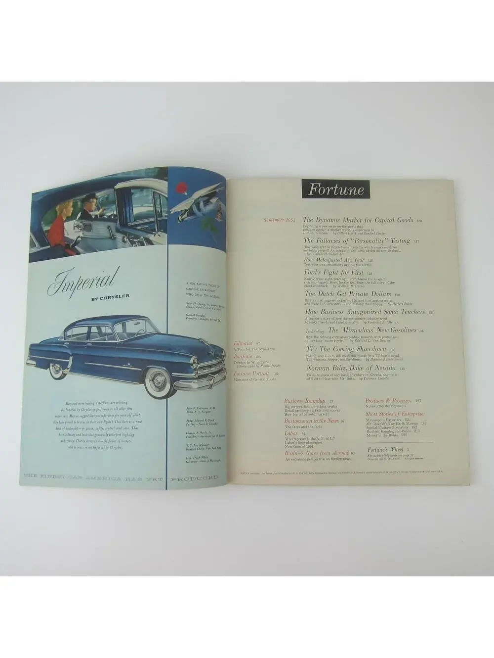 Vintage FORTUNE Magazine September 1954 Ford, Delaware River, General Foods